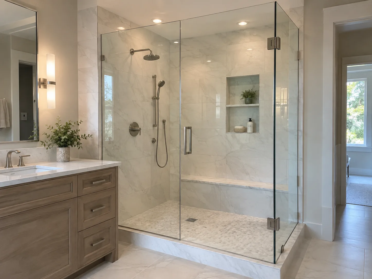 Professional shower door installation process service by Expert Glass Repair in the DMV