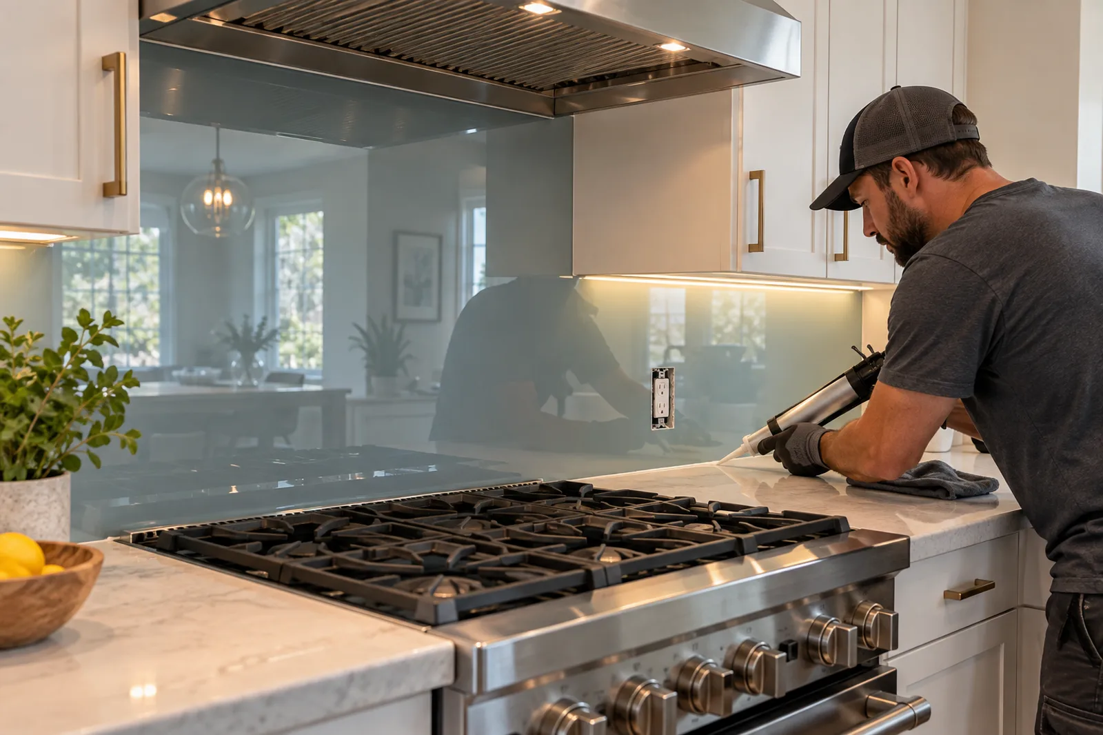 Professional glass backsplash mclean va service by Expert Glass Repair in the DMV